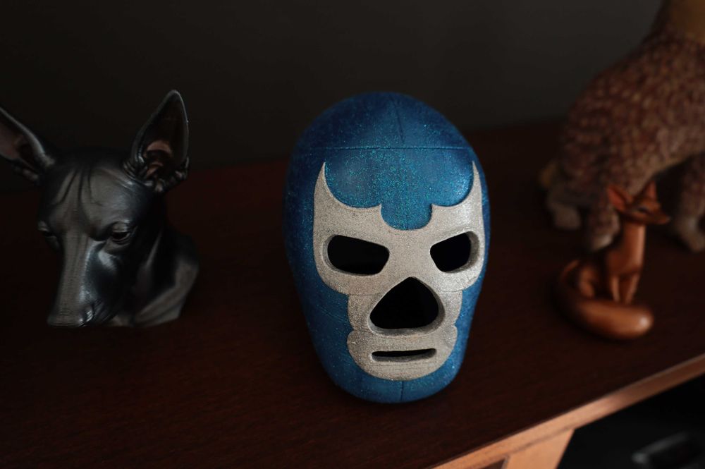 Blue Demon Maska Luchador Wrestler Mexico druk 3D