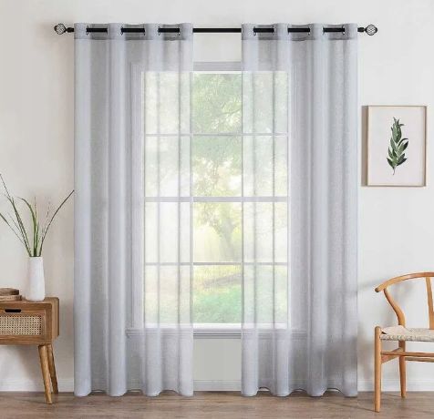 MIULEE Sheer zestaw 2 prześwitujących zasłon z woalu 260x140