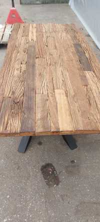 Industrialny stół teakowy stare drewno + metal