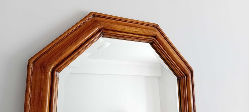 Espelho Vintage Biselado com moldura em Madeira