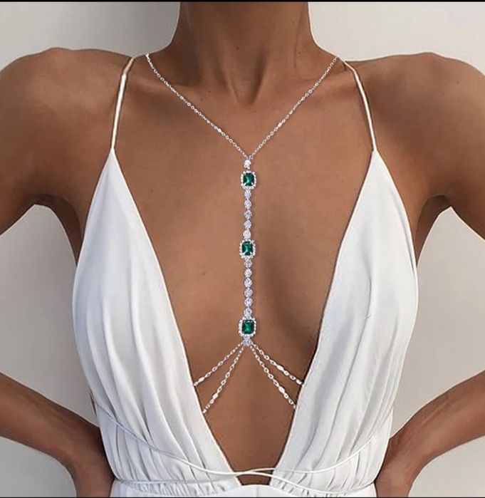 Портупея со стразами, украшение под грудь, бра