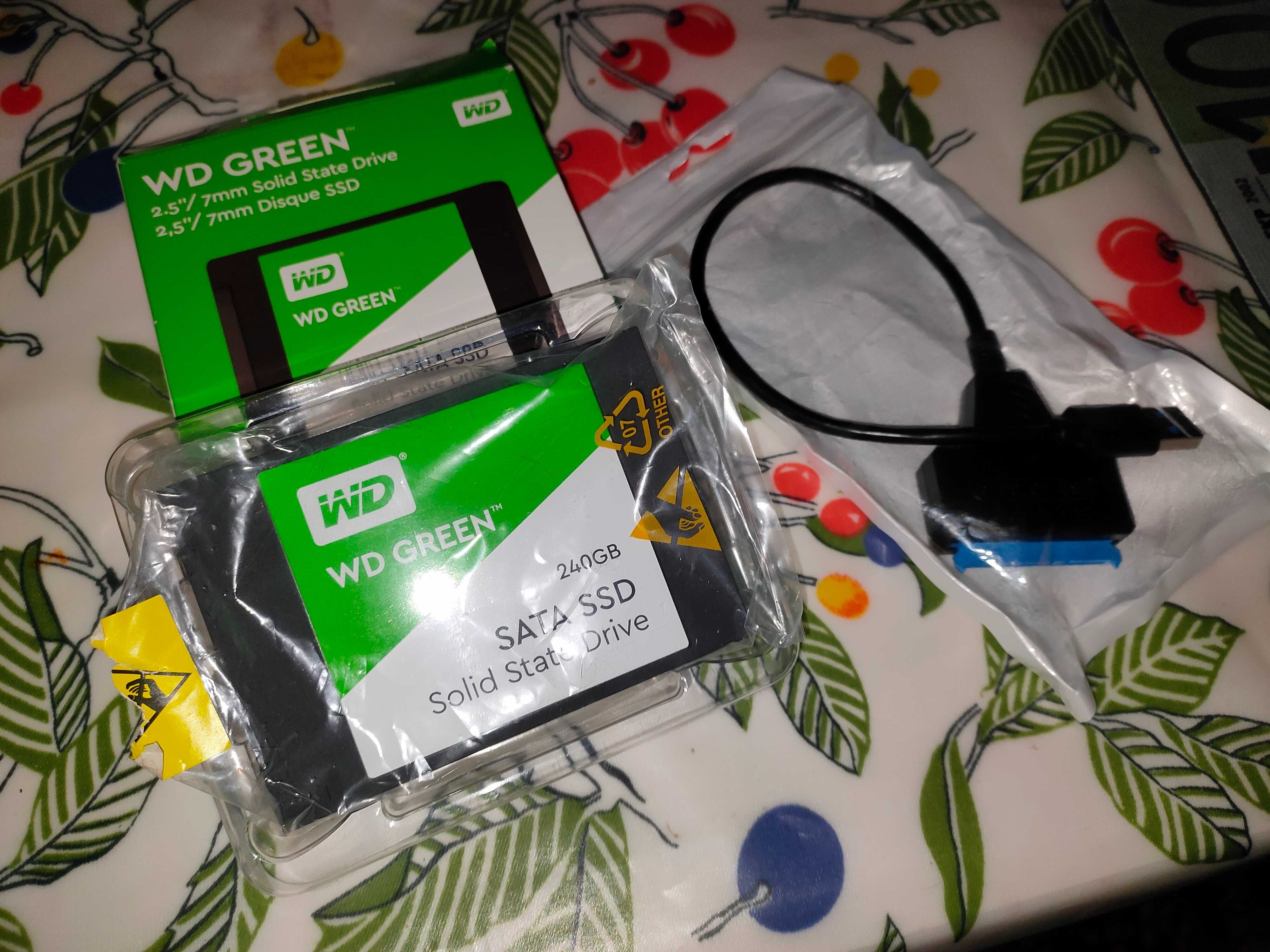 Western Digital Green SSD 240GB 2.5"SATAIII+переходник+ карман адаптер