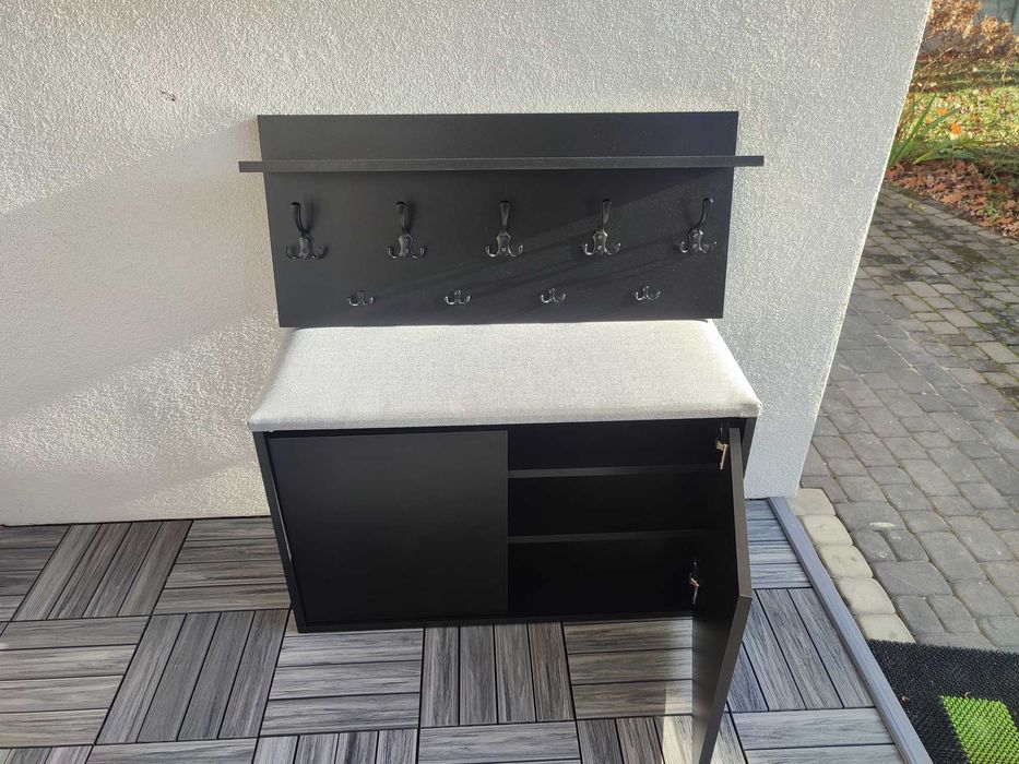 Szafka na buty z siedziskiem plus wieszak szer 90 cm kol