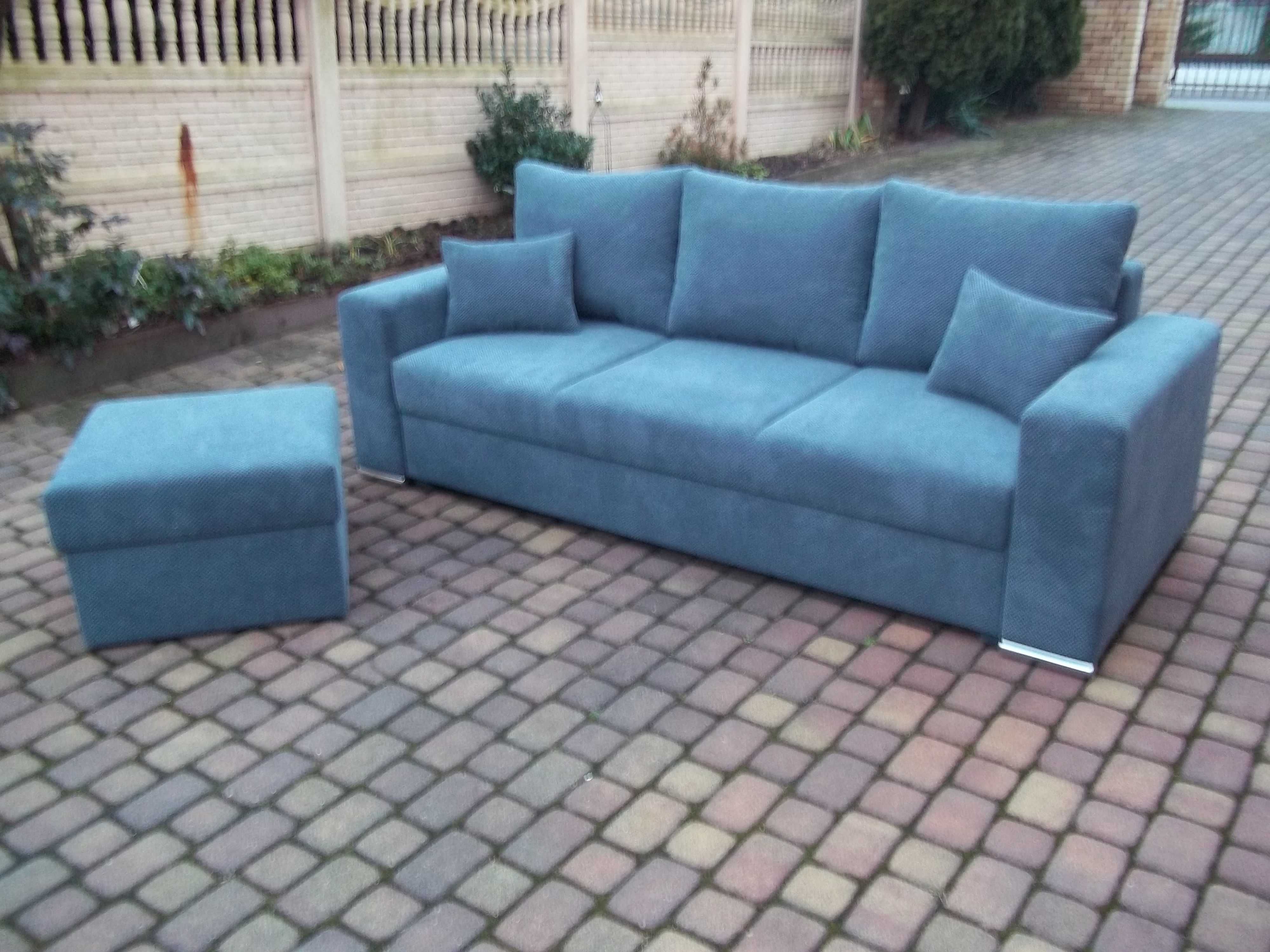 Sofa/kanapa+dostawiana pufa/narożnik-sprężyny bonel/szeroka pow spania