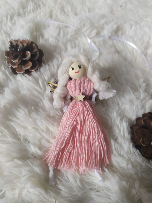 Aniołek na choinkę dzień babci makrama święta prezent handmade