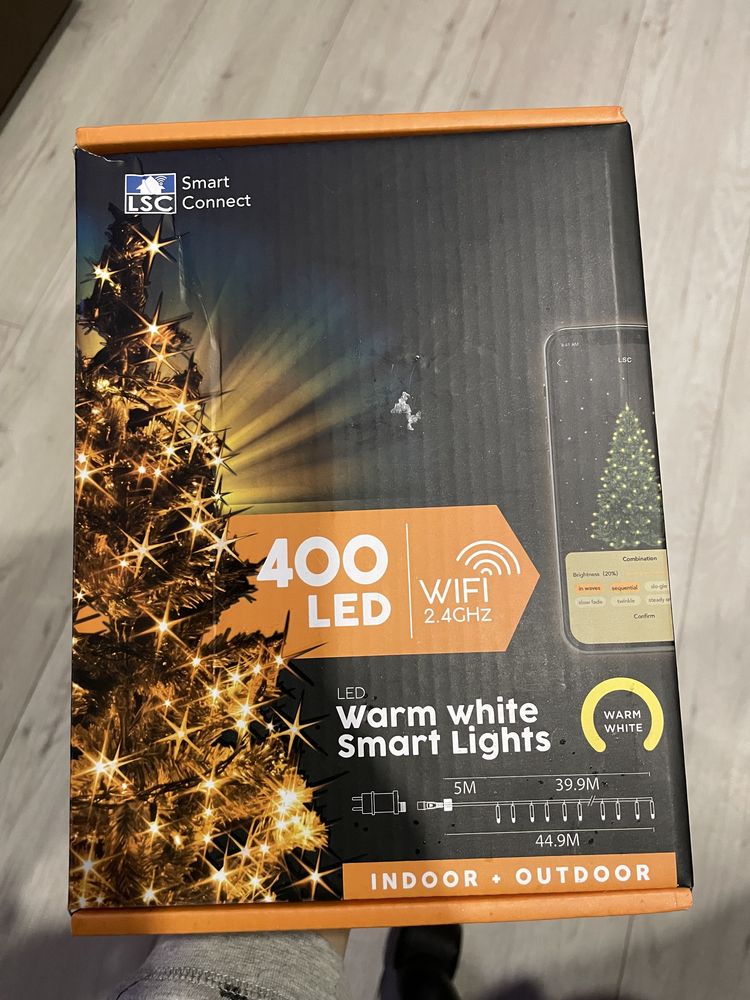 Lampki choinkowe 400 LED 40m białe aplikacja WiFi nowe