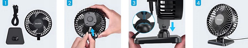 Wentylator Biurkowy USB 3 Prędkości Przenośny Cichy Regulacja