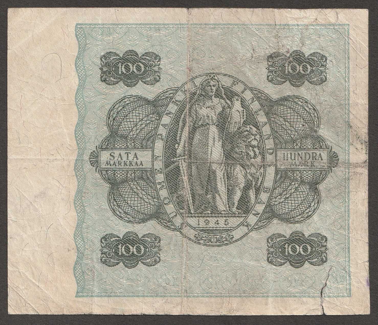 Finlandia 100 markkaa marek 1945