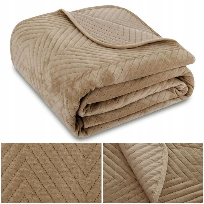 Narzuta na łóżko kanapę 200x220 Welurowa velvet pikowana kapa Caden Be