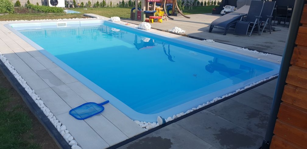Basen ogrodowy 6,5 x 3,7 x 1,55 poliestrowy laminat wkopywany komplet