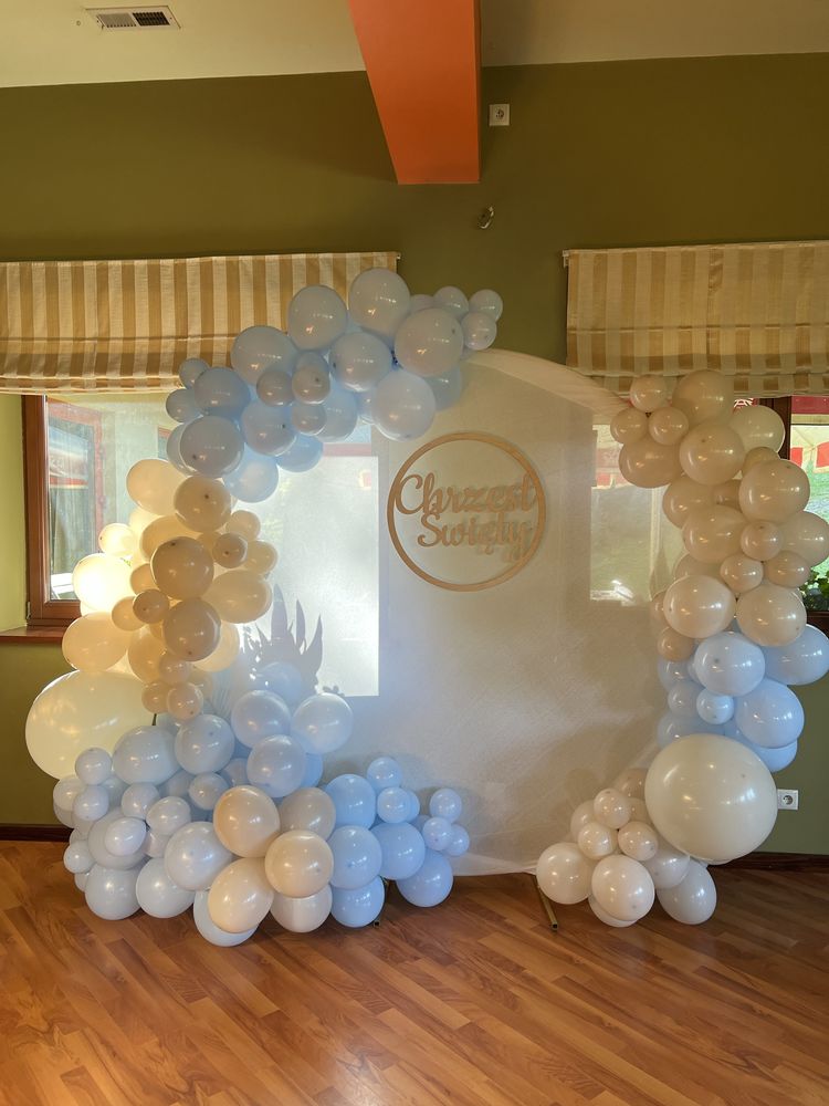 Dekoracje balonowe chrzest roczek baby shower panieński komunia