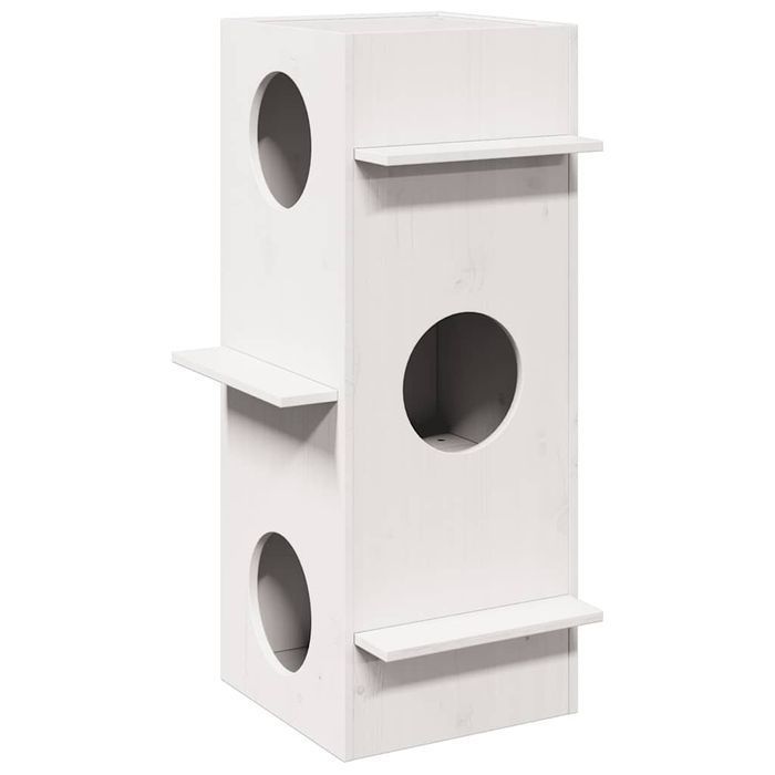 Vidaxl Domek Dla Kota, Białe, 43X43X90 Cm, Lite Drewno Sosnowe