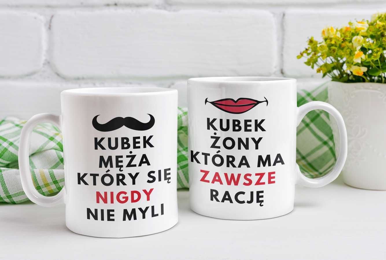 Zestaw kubków na prezent KUBEK DLA ŻONY I MĘŻA prezent rocznica ślub