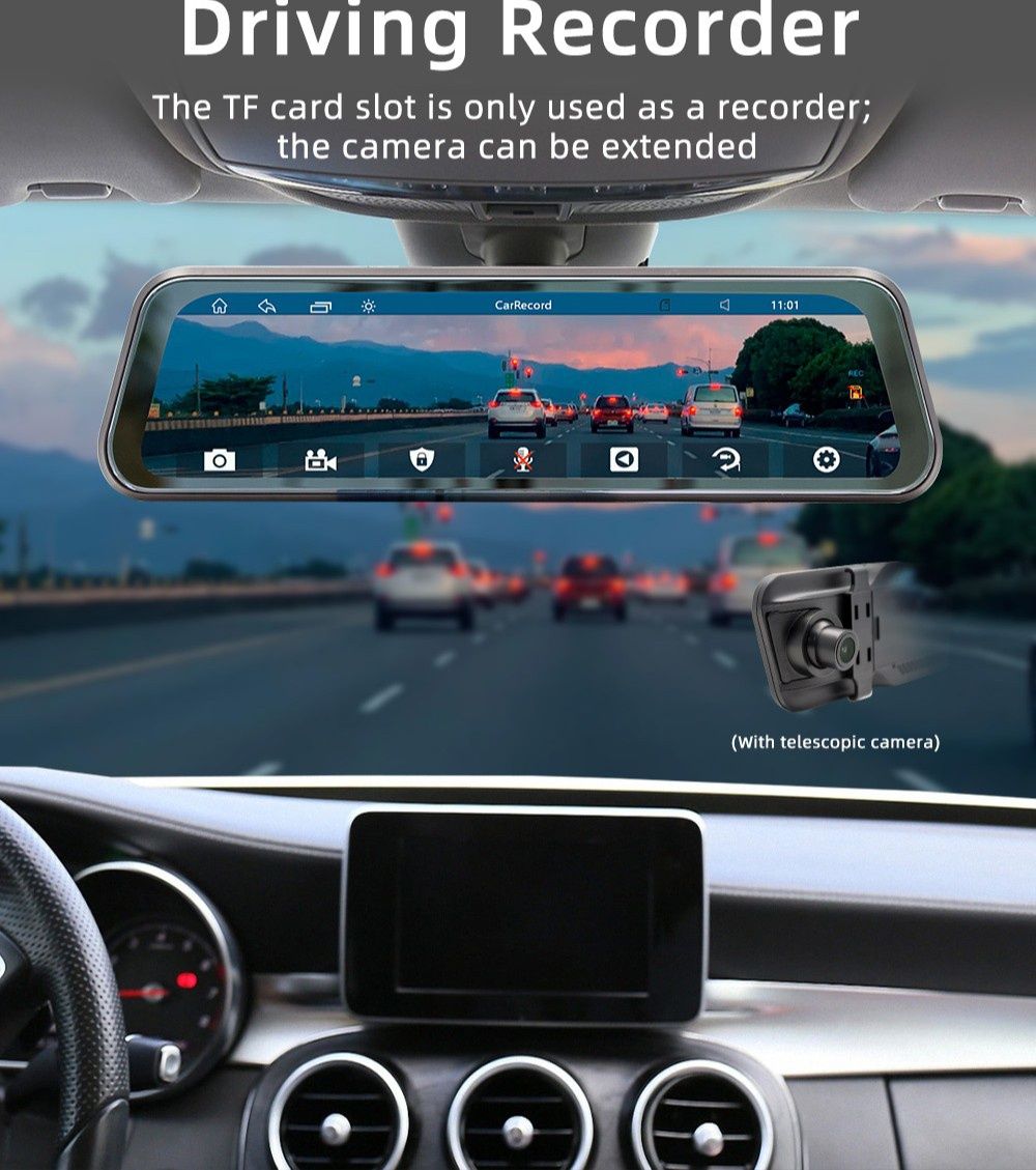Multimedialny Ekran 10'' w lusterku AndroidAuto/Carplay/Rejestrator