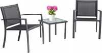 ZESTAW mebli ogrodowych stolik + 2 krzesła stalowe ciemnoszary ANH6142