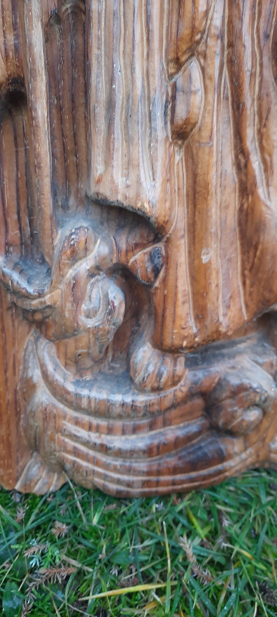 Antyk,drewno, przepiękna płaskorzeźba Świętego Jerzego lata 30-40 XX w