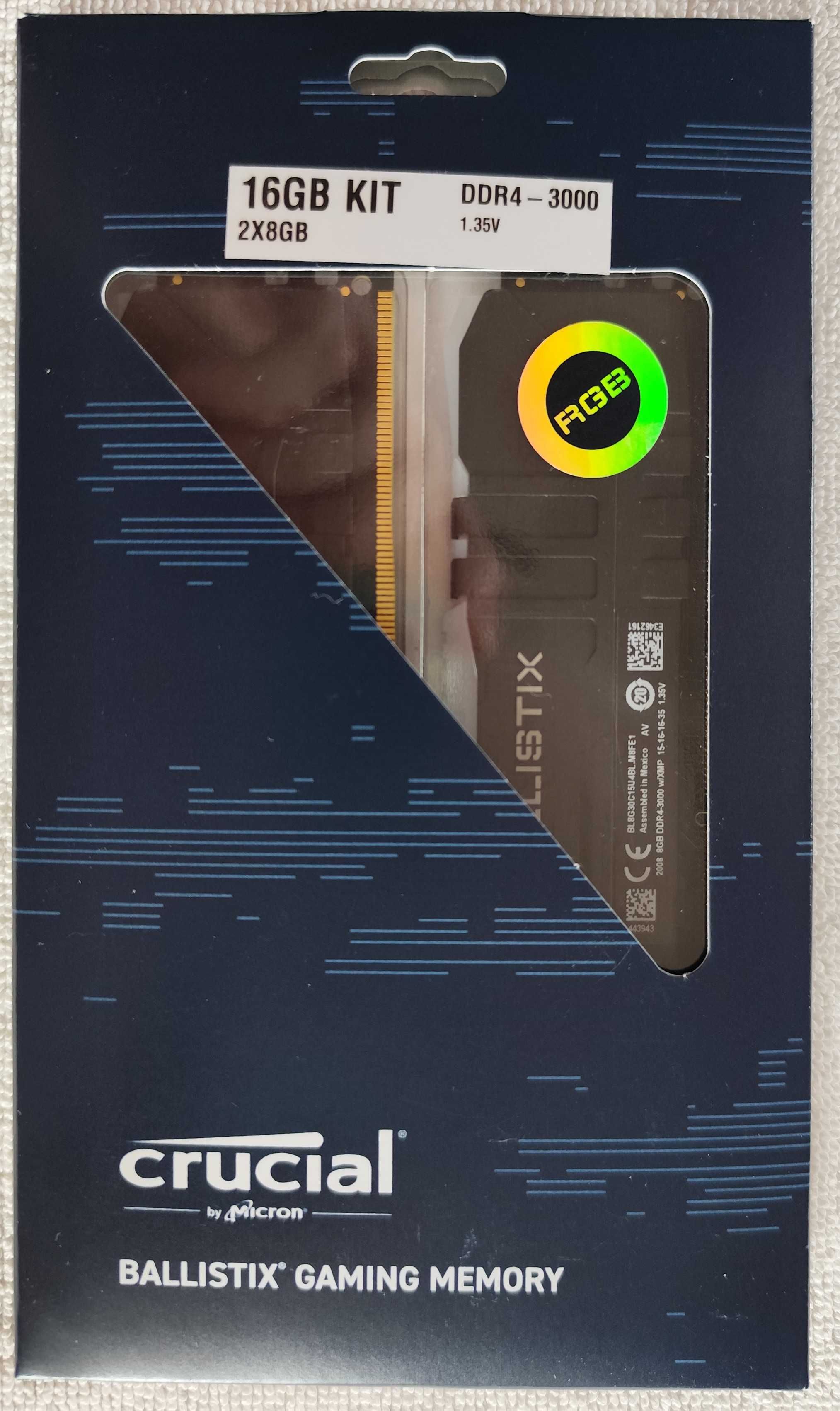 Pamięć RAM Crucial Ballistix RGB 2 x 8Gb 3000 CL 15 Black