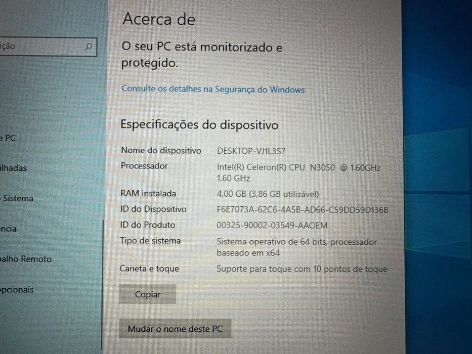 Laptop ASUS Intel (R) Celeron (R) CPU N3050 1.60 GHz