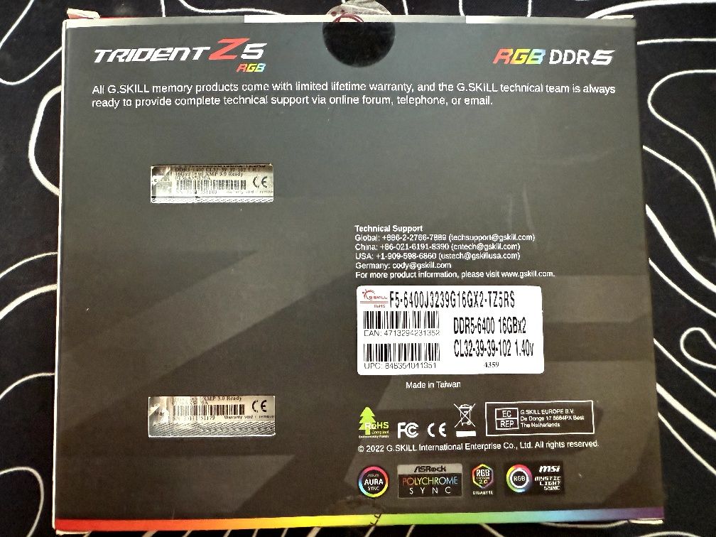 Оперативна пам'ять G.Skill Trident Z5 DDR5 32GB 6400MHz