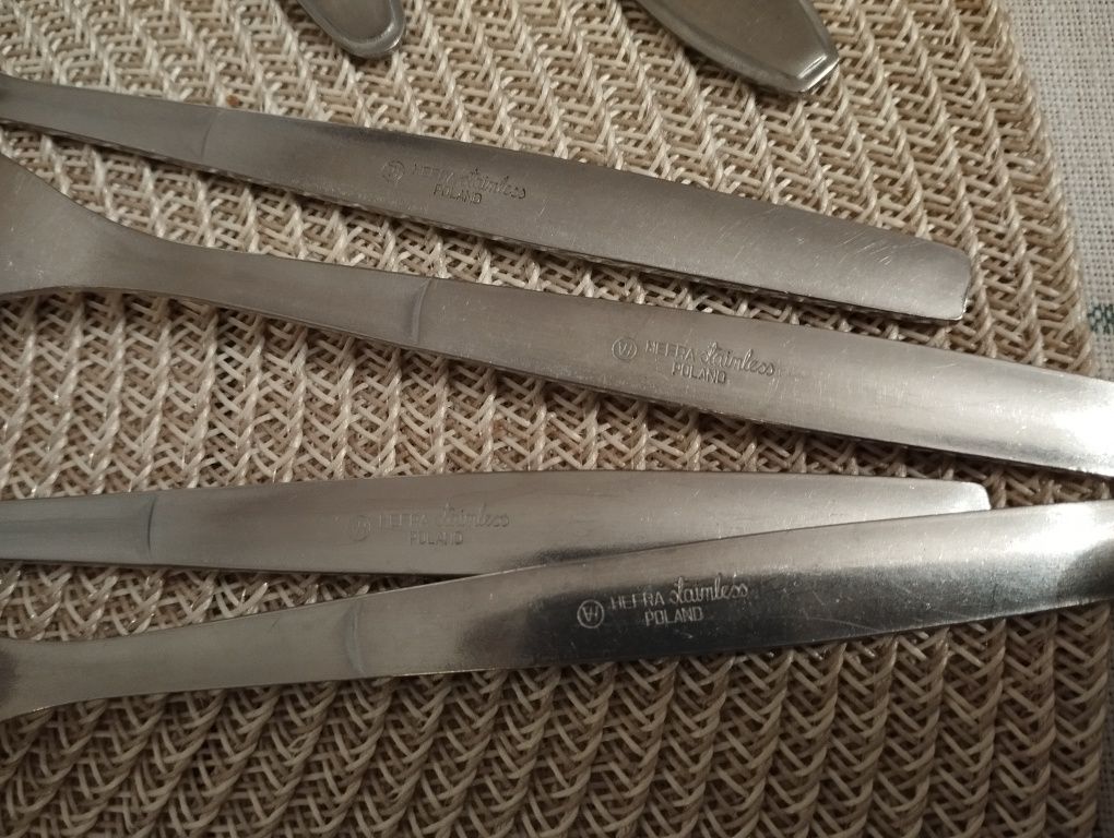 Sztućce HEFRA. Vintage PRL. Cześć z napisem Gastronomia i WSS Społem.