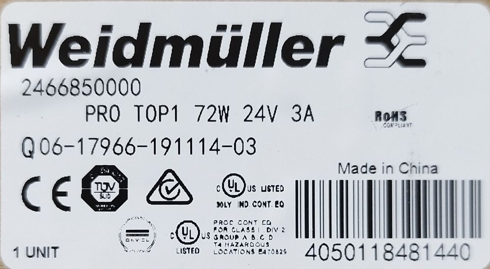 New Weidmuller Power Supply64552090951683124