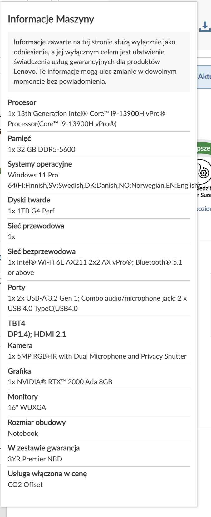 Lenovo ThinkPad P16v G1 i9 13900H RTX A2000Ada 16 WUXGA 32/1tb  W11Pro