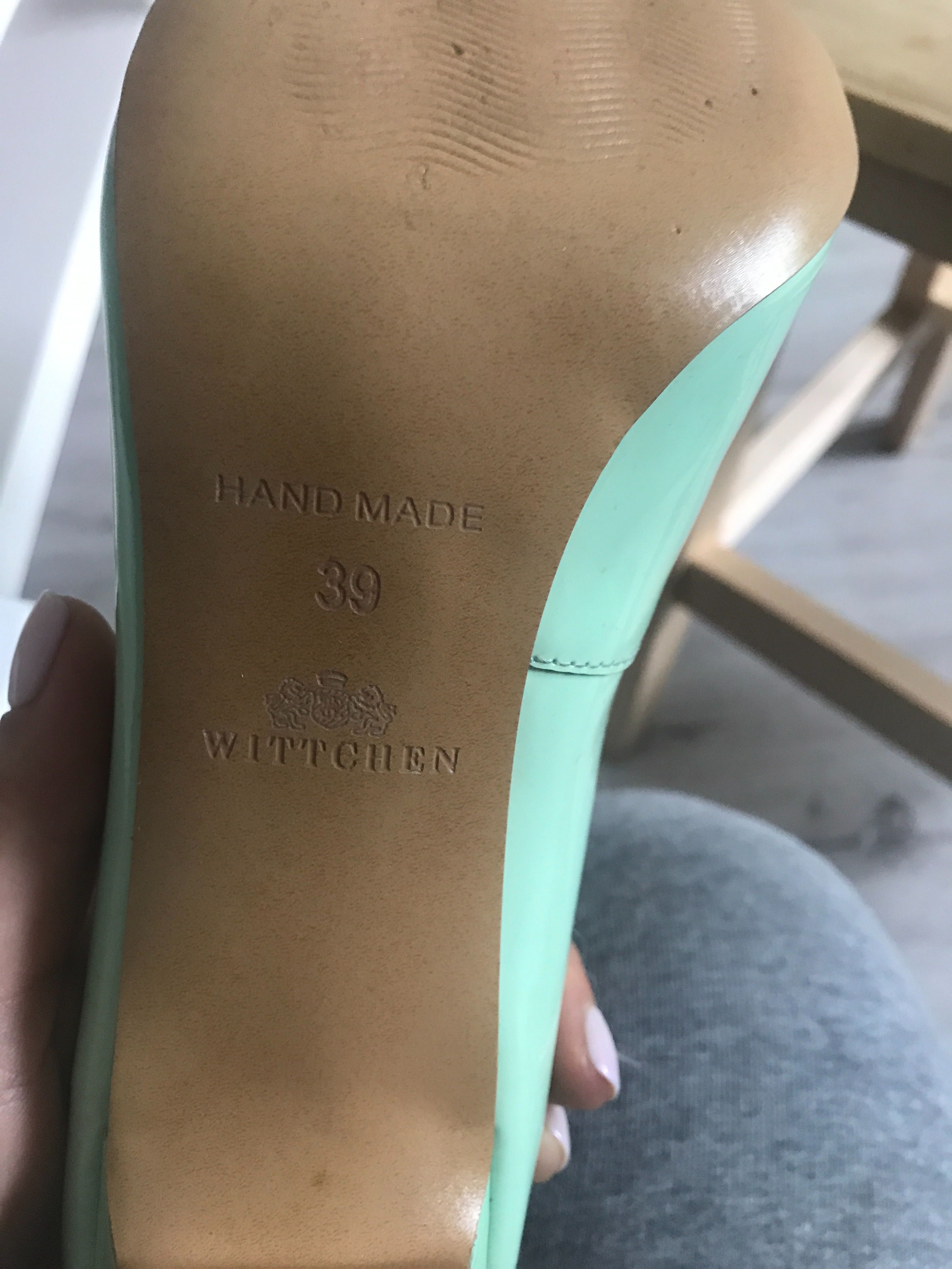 Buty Wittchen- wygodny obcas, skóra lakierowana, kolor miętowy r.39