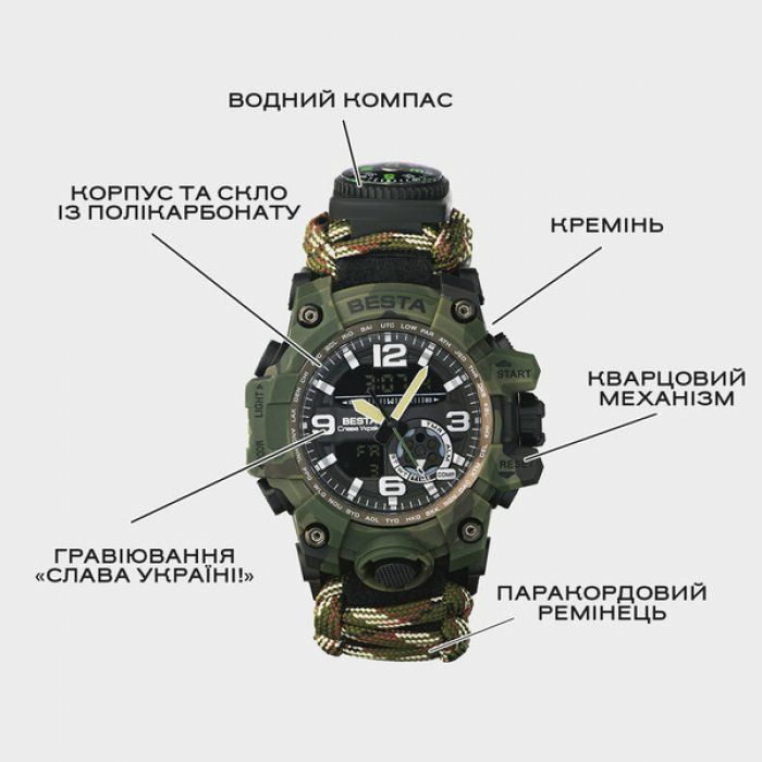 Годинник тактичний ВСУ Besta Military компас