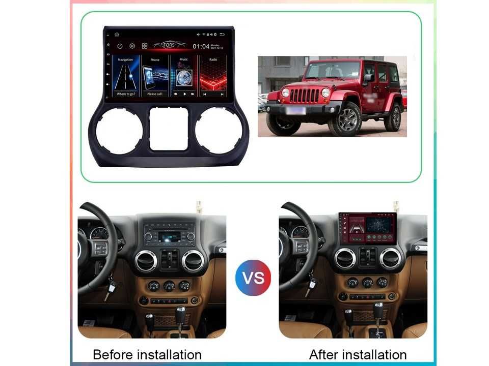 Radio samochodowe Android Jeep Wrangler Rubicon (10.1") 2011.-2014