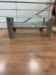Mesa vidro grosso e ferro + 4 cadeiras + mesa alta vidro preto