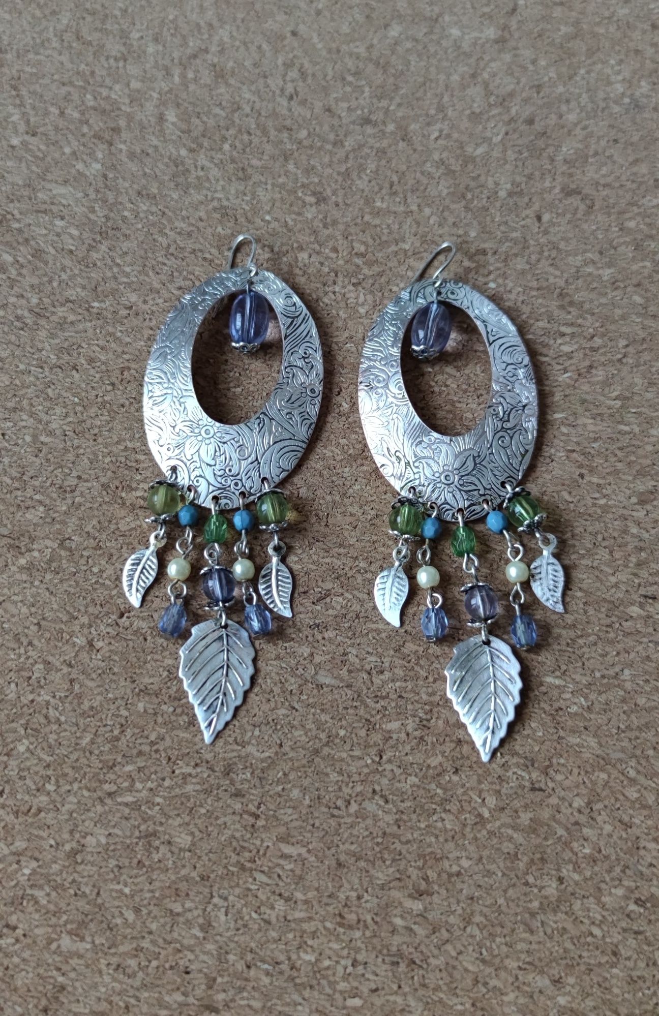 Kolczyki w kolorze srebrnym wiszące hippie boho etno style