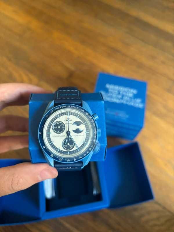 Omega x Swatch Super Blue Moonphase Faza Księżyca w Bioceramice