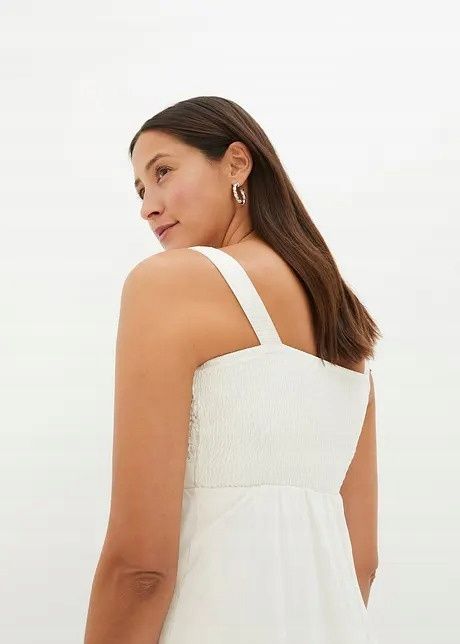 B.P.C długa sukienka ciążowa z koronką śmietankowa r.44