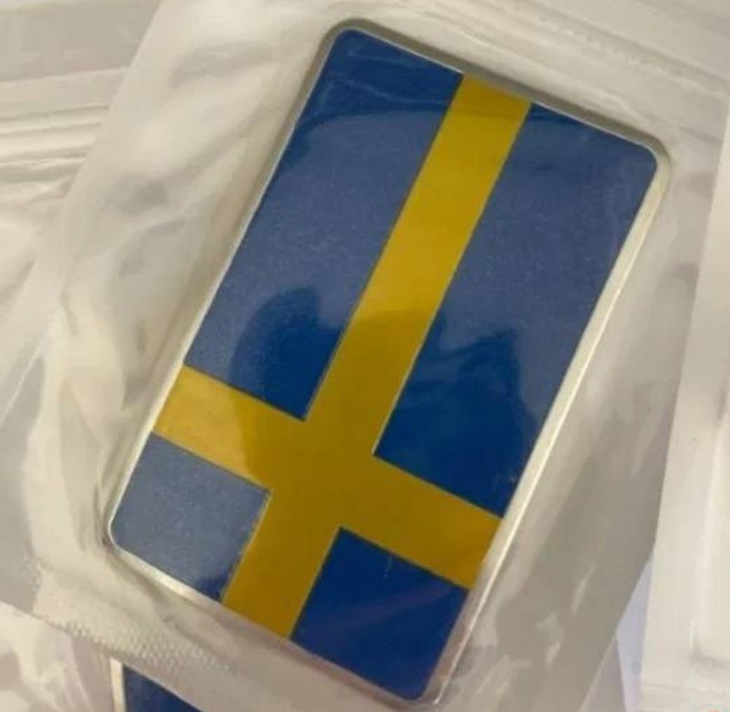 Nowy emblemat znaczek Szwecja flaga Sweden przyklejany logo