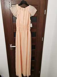 Długa sukienka zara suknia maxi elegancka koktajlowa imprezowa M 38