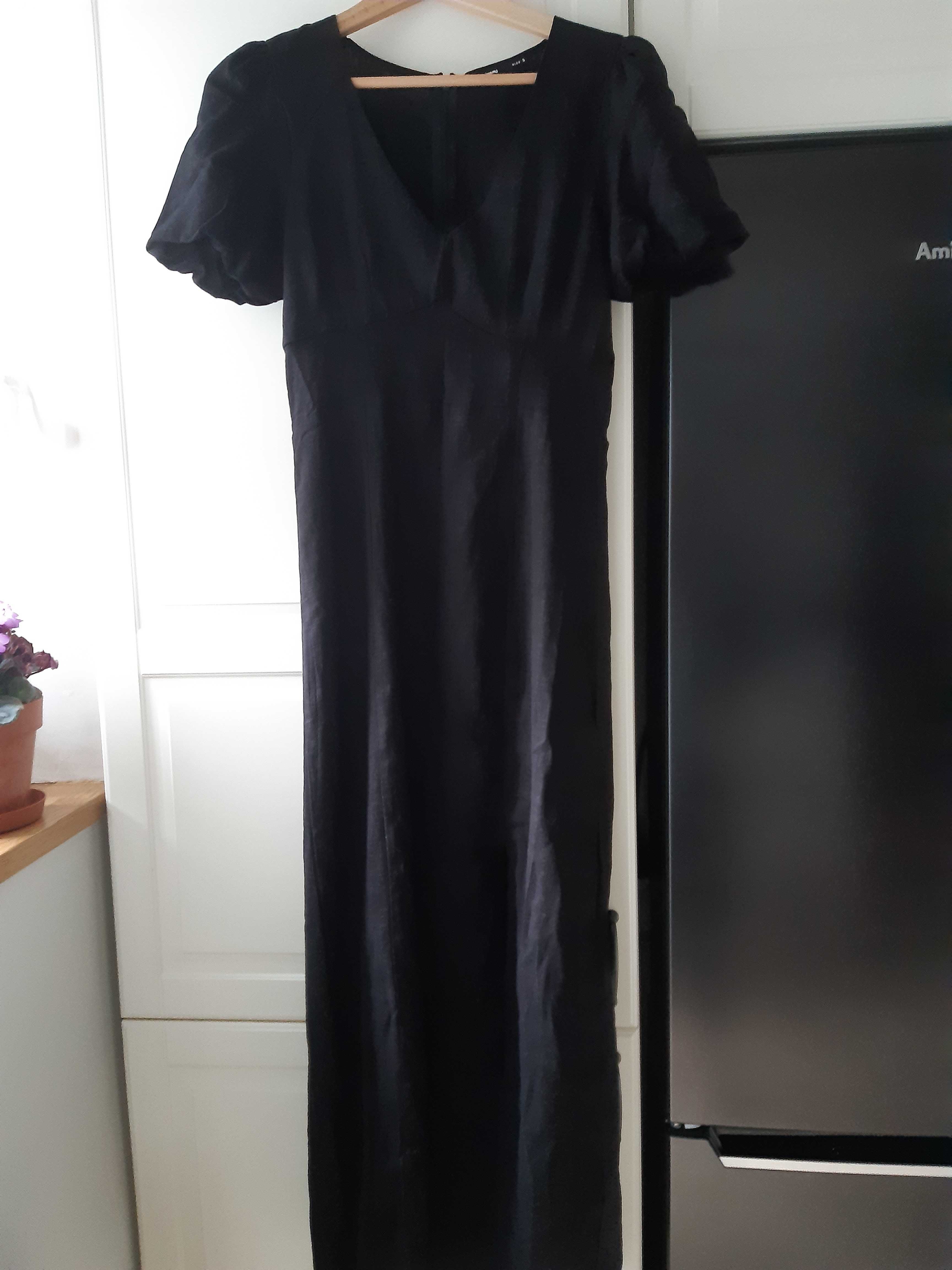 Sukienka maxi Sinsay czarna rozmiar S 30%len 70% wiskoza