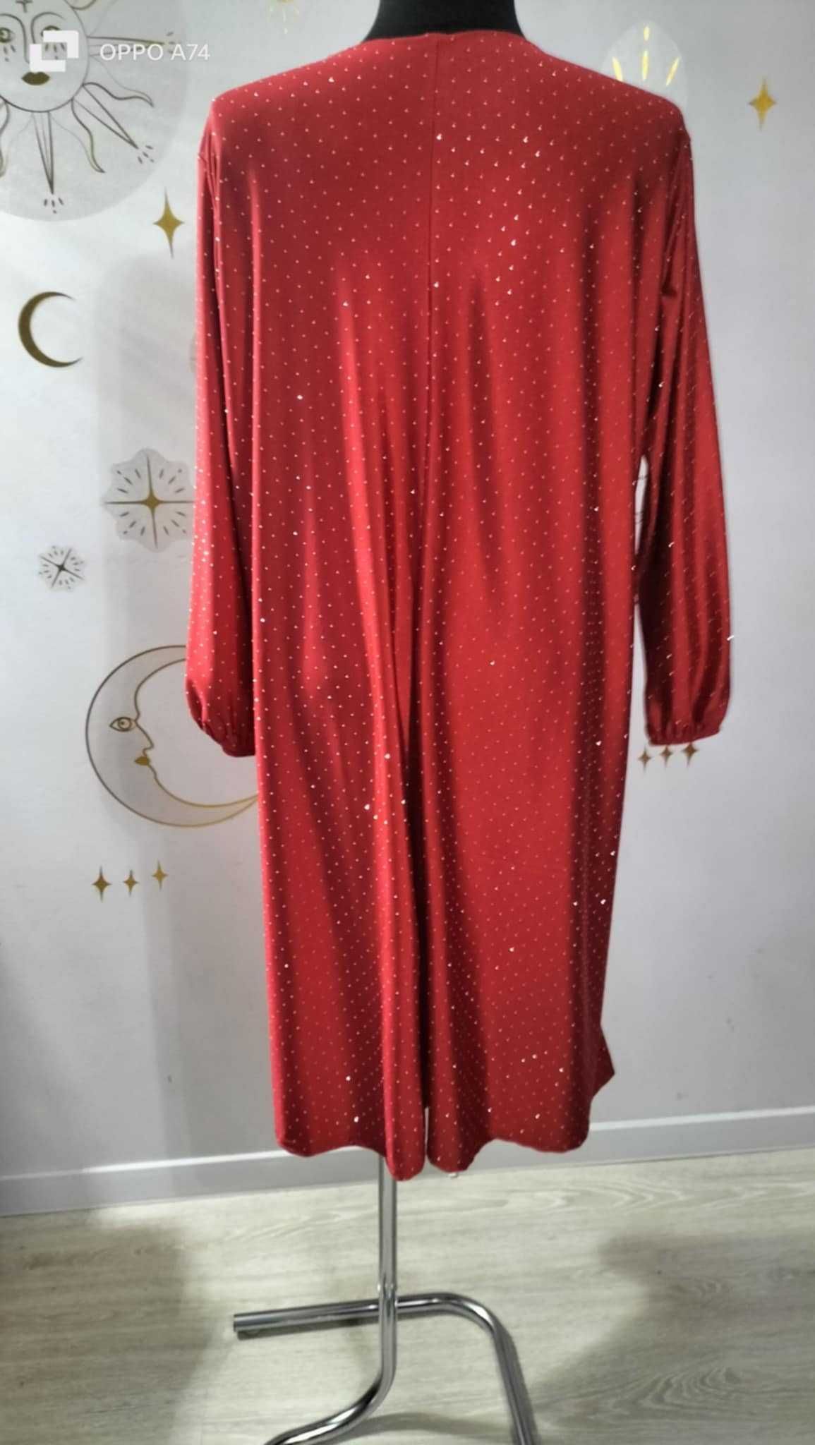 Wikiland Plus Size 46-52 Piękna sukienka wysadzana cyrkoniami Dekolt V