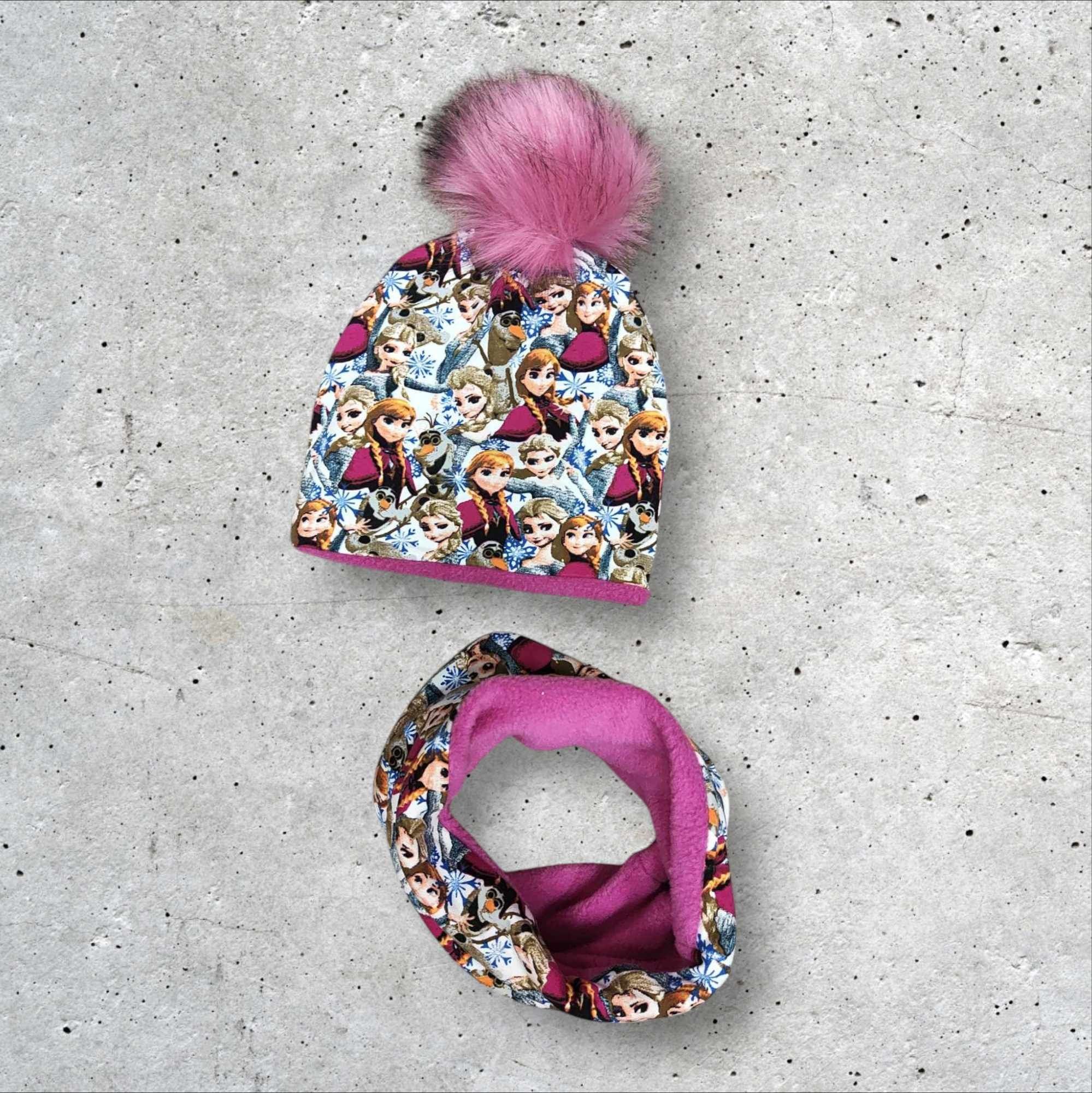 Czapka komin dla dziewczynki Kraina lodu Frozen pompon ocieplany nowy