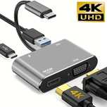 Адаптер Usb type c Hub 4 в 1 HDMI VGA  4K 30Hz хаб hub