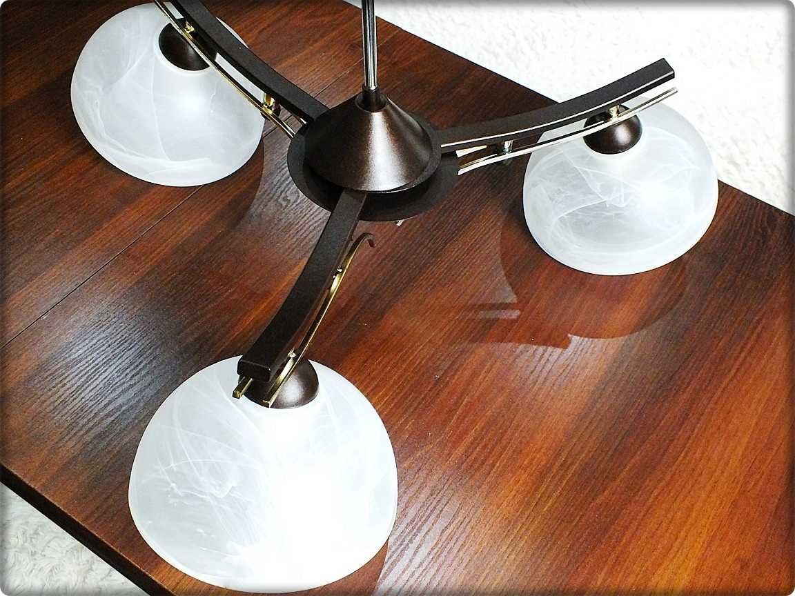 Lampa sufitowa 3-ramienna ciemne drewno Salon, Kuchnia 3 Duże klosze