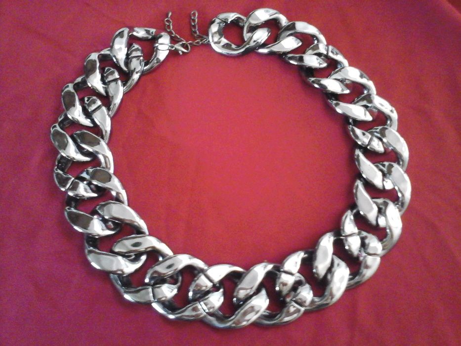 Corrente da Pescoço, Da MODA, Malha Batida - Extra larga Metálica