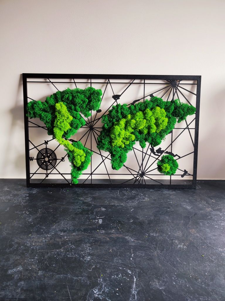 Obraz Mapa Świata Mech Chrobotek