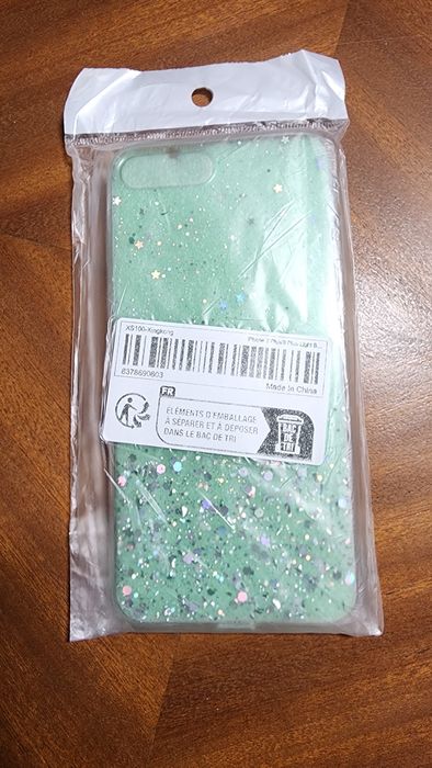 Capa silicote com glitter verde transparente para iPhone 8 plus. Nova
