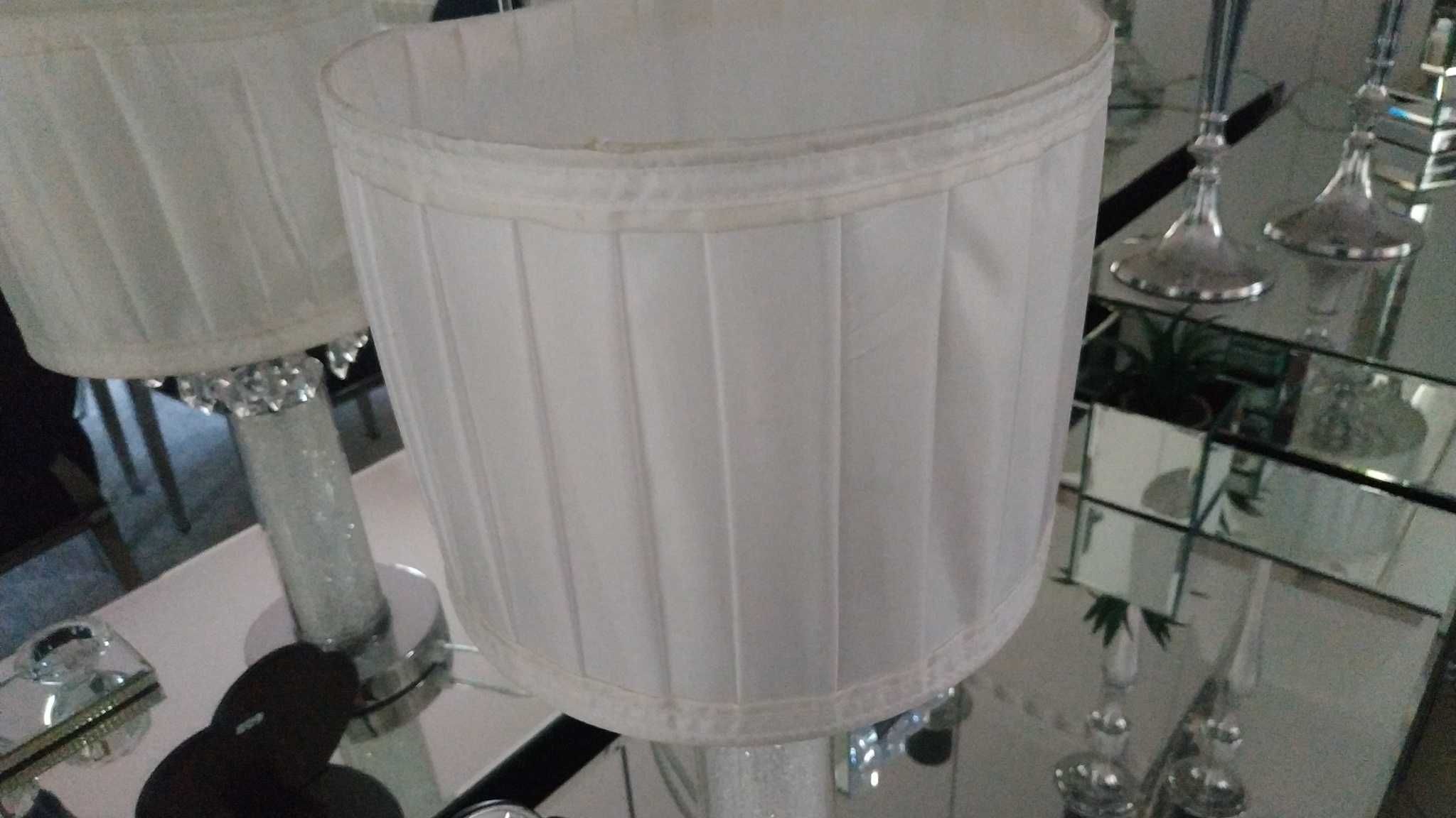 Glamour kryształowa lampa 47cm stołowa nocna biały plisowany abażur