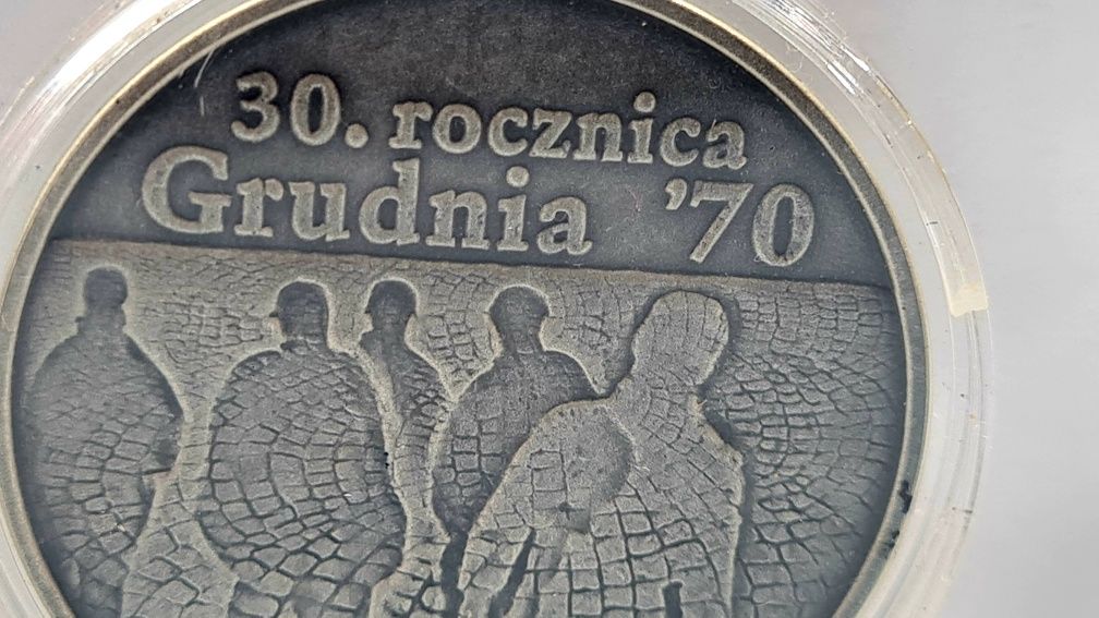 10zł 30 rocznica grudnia 70 srebro 2000r kapsel droga do wolności