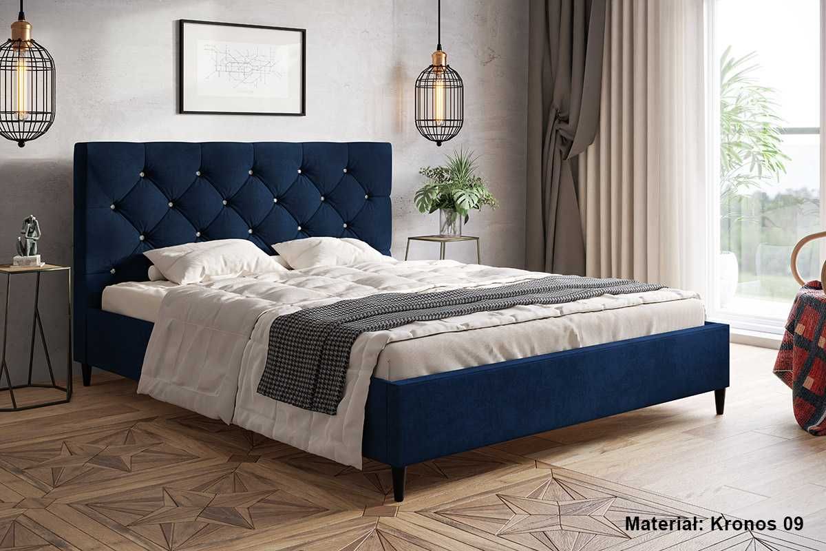Łóżko tapicerowane pikowane LUSI 160x200 180x200 stelaż na nóżkach