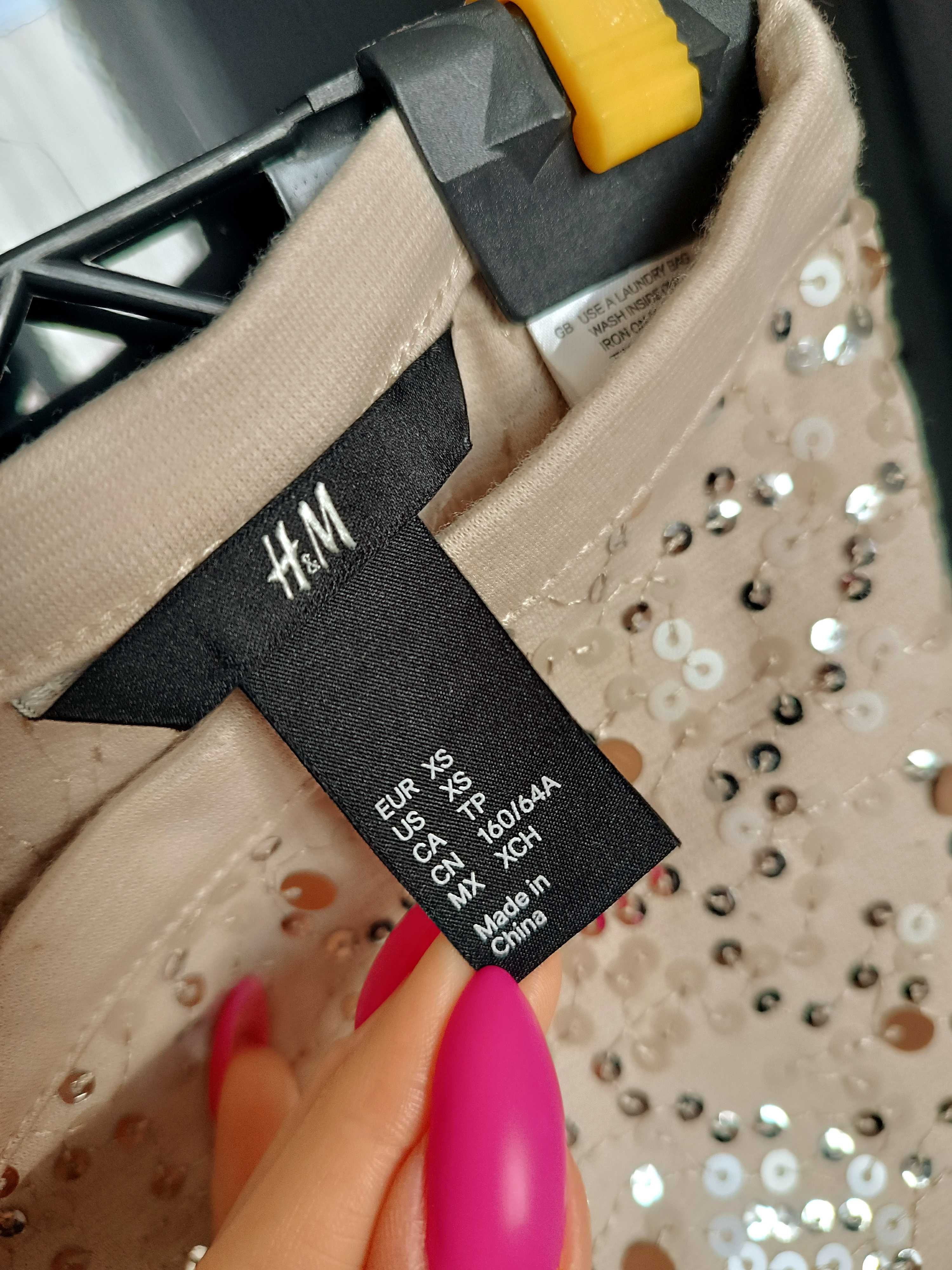 Spódniczka mini beżowa w cekiny H&M