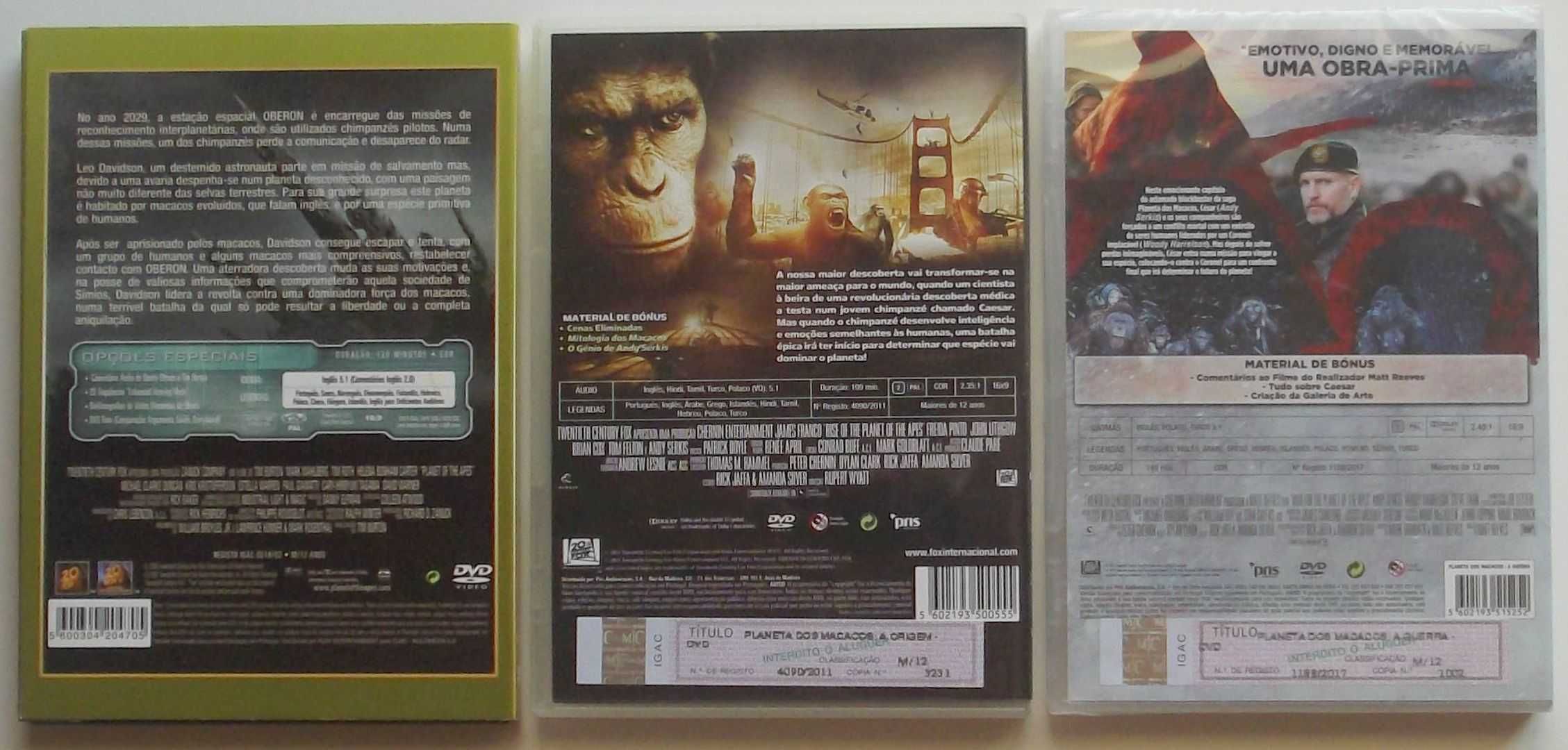 Filmes em DVD Planeta dos Macacos 1, 2 e 4