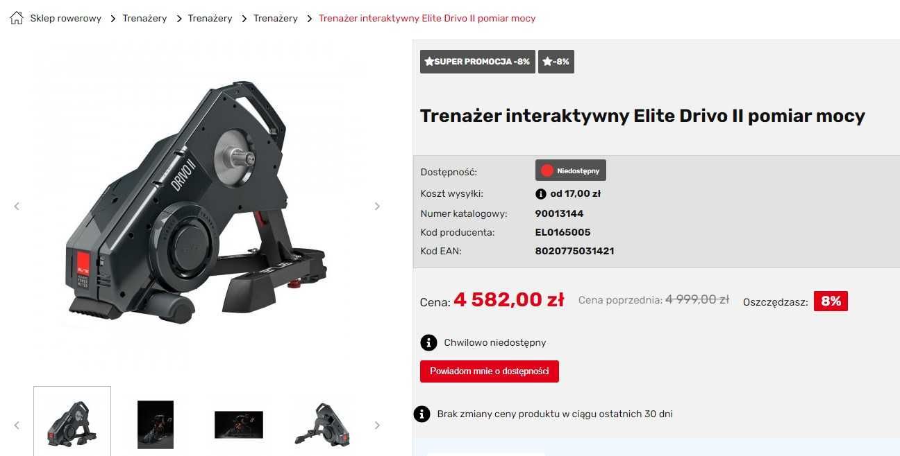 Trenażer Elite Drivo 2. 3600W! Subskrypcja 3 lata!