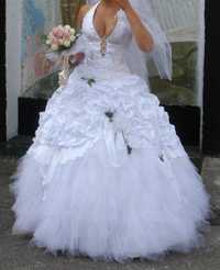 Свадебное платье, камни swarovski, декольте на корсете американка